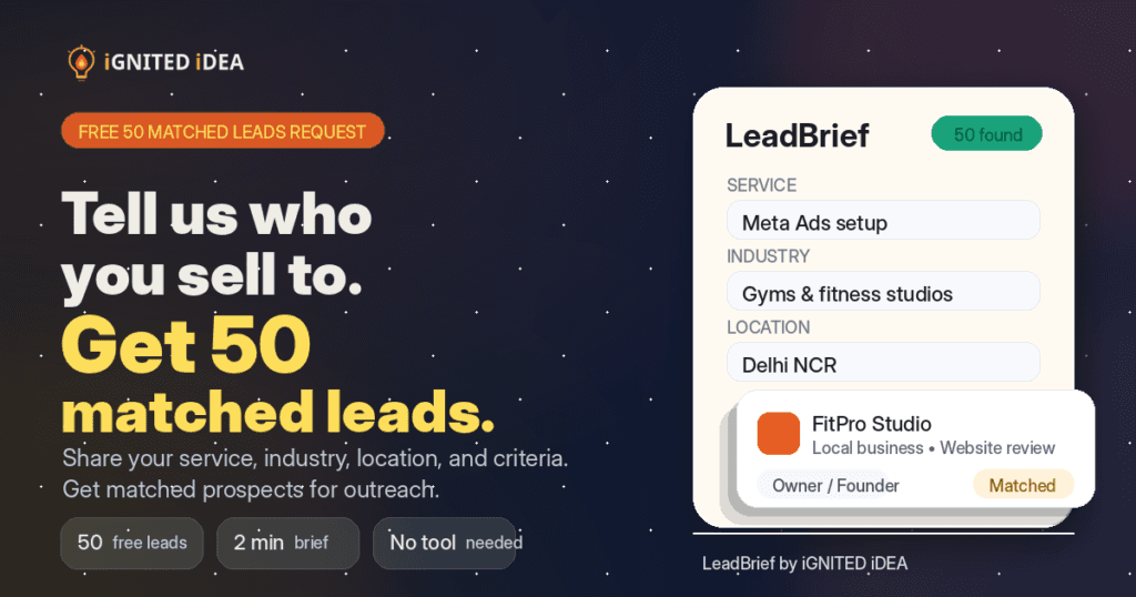 LEADBRIEF BY IGNITED IDEA. Tell us who you sell to. Get 50 matched leads.